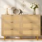 VEVOR 6 Συρταριέρα Rattan Dresser, Διπλό συρταριέρα για Υπνοδωμάτιο, Natural Rattan Συρταριέρα με μεταλλικές λαβές & πόδια, μοντέρνα ξύλινη συρταριέρα ρούχων & αποθήκευση για υπνοδωμάτιο, σαλόνι, διάδρομος