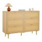 VEVOR 6 Συρταριέρα Rattan Dresser, Διπλό συρταριέρα για Υπνοδωμάτιο, Natural Rattan Συρταριέρα με μεταλλικές λαβές & πόδια, μοντέρνα ξύλινη συρταριέρα ρούχων & αποθήκευση για υπνοδωμάτιο, σαλόνι, διάδρομος