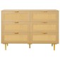 VEVOR 6 Συρταριέρα Rattan Dresser, Διπλό συρταριέρα για Υπνοδωμάτιο, Natural Rattan Συρταριέρα με μεταλλικές λαβές & πόδια, μοντέρνα ξύλινη συρταριέρα ρούχων & αποθήκευση για υπνοδωμάτιο, σαλόνι, διάδρομος