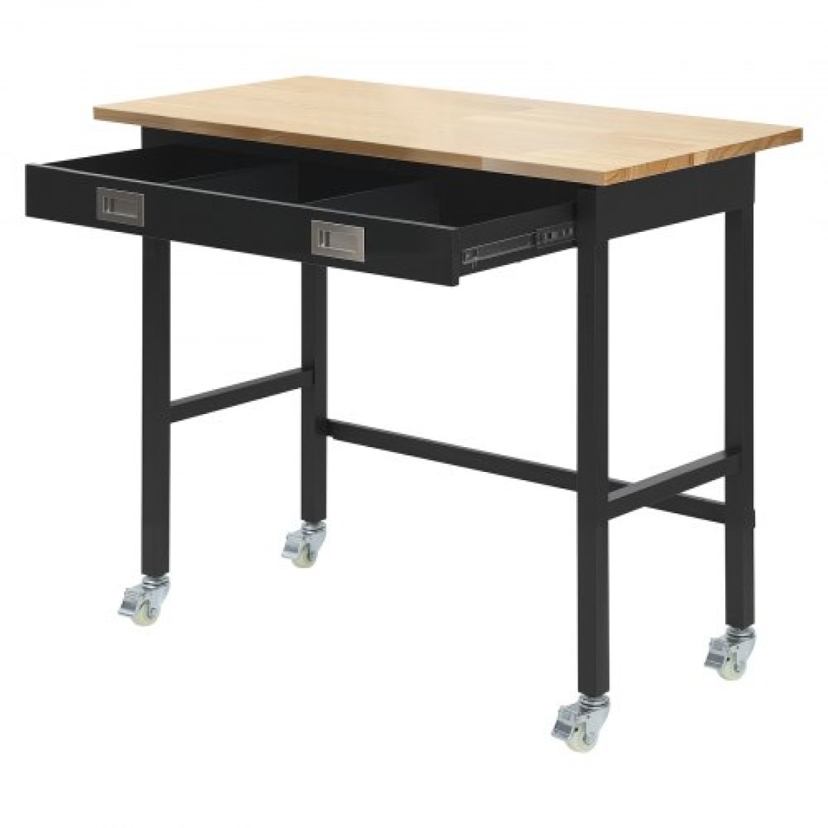 Πάγκος εργασίας VEVOR 1220 mm, χωρητικότητα 680 kg, Πάγκος εργασίας γκαράζ με συρτάρι αποθήκευσης & ρόδες, πάγκος εργαστηρίου σε ρόδες, βαρέως τύπου τραπέζι εργασίας από ξύλο δρυός για γκαράζ, εργαστήριο, γραφείο και σπίτι
