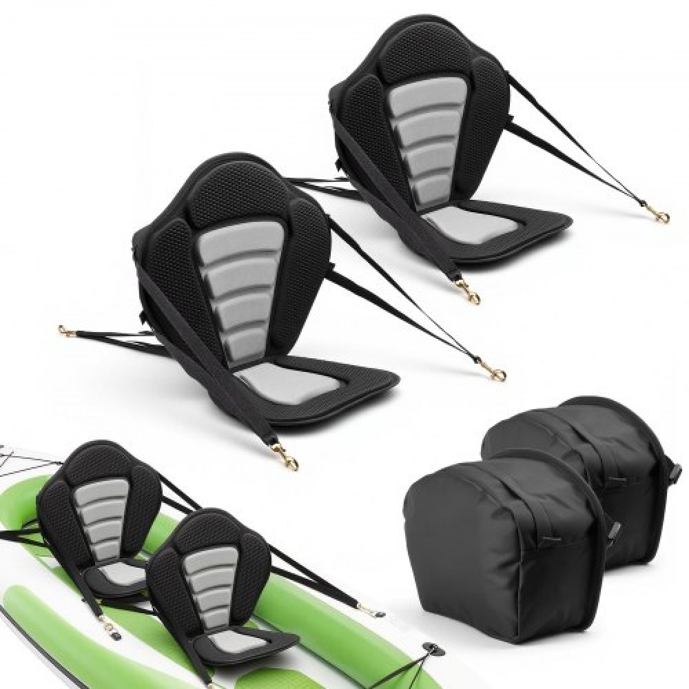 Κάθισμα VEVOR Kayak, 2 Pack, πάχος 12 mm, Καθιστικό Universal Paddle Board με υποστήριξη πλάτης, Μαλακό μαξιλάρι με επένδυση με τσάντα αποθήκευσης & ρυθμιζόμενους ιμάντες για SUP, κανό, ψαρόβαρκα, φουσκωτό καγιάκ