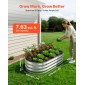 VEVOR 2 Pack Γαλβανισμένα υπερυψωμένα κρεβάτια κήπου, 1200 x 600 x 300 mm, Οβάλ μεταλλικά κουτιά φυτευτήρων εξωτερικού χώρου, υπερυψωμένο κουτί κήπου χωρίς πάτο με γάντια, αλουμίνιο ψευδάργυρο, για φύτευση λουλουδιών λαχανικών, ασήμι