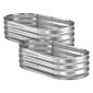 VEVOR 2 Pack Γαλβανισμένα υπερυψωμένα κρεβάτια κήπου, 1200 x 600 x 300 mm, Οβάλ μεταλλικά κουτιά φυτευτήρων εξωτερικού χώρου, υπερυψωμένο κουτί κήπου χωρίς πάτο με γάντια, αλουμίνιο ψευδάργυρο, για φύτευση λουλουδιών λαχανικών, ασήμι