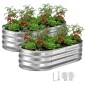 VEVOR 2 Pack Γαλβανισμένα υπερυψωμένα κρεβάτια κήπου, 1200 x 600 x 300 mm, Οβάλ μεταλλικά κουτιά φυτευτήρων εξωτερικού χώρου, υπερυψωμένο κουτί κήπου χωρίς πάτο με γάντια, αλουμίνιο ψευδάργυρο, για φύτευση λουλουδιών λαχανικών, ασήμι