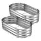 VEVOR 2 Pack Γαλβανισμένα υπερυψωμένα κρεβάτια κήπου, 1200 x 600 x 300 mm, Οβάλ μεταλλικά κουτιά φυτευτήρων εξωτερικού χώρου, υπερυψωμένο κουτί κήπου χωρίς πάτο με γάντια, αλουμίνιο ψευδάργυρο, για φύτευση λουλουδιών λαχανικών, ασήμι