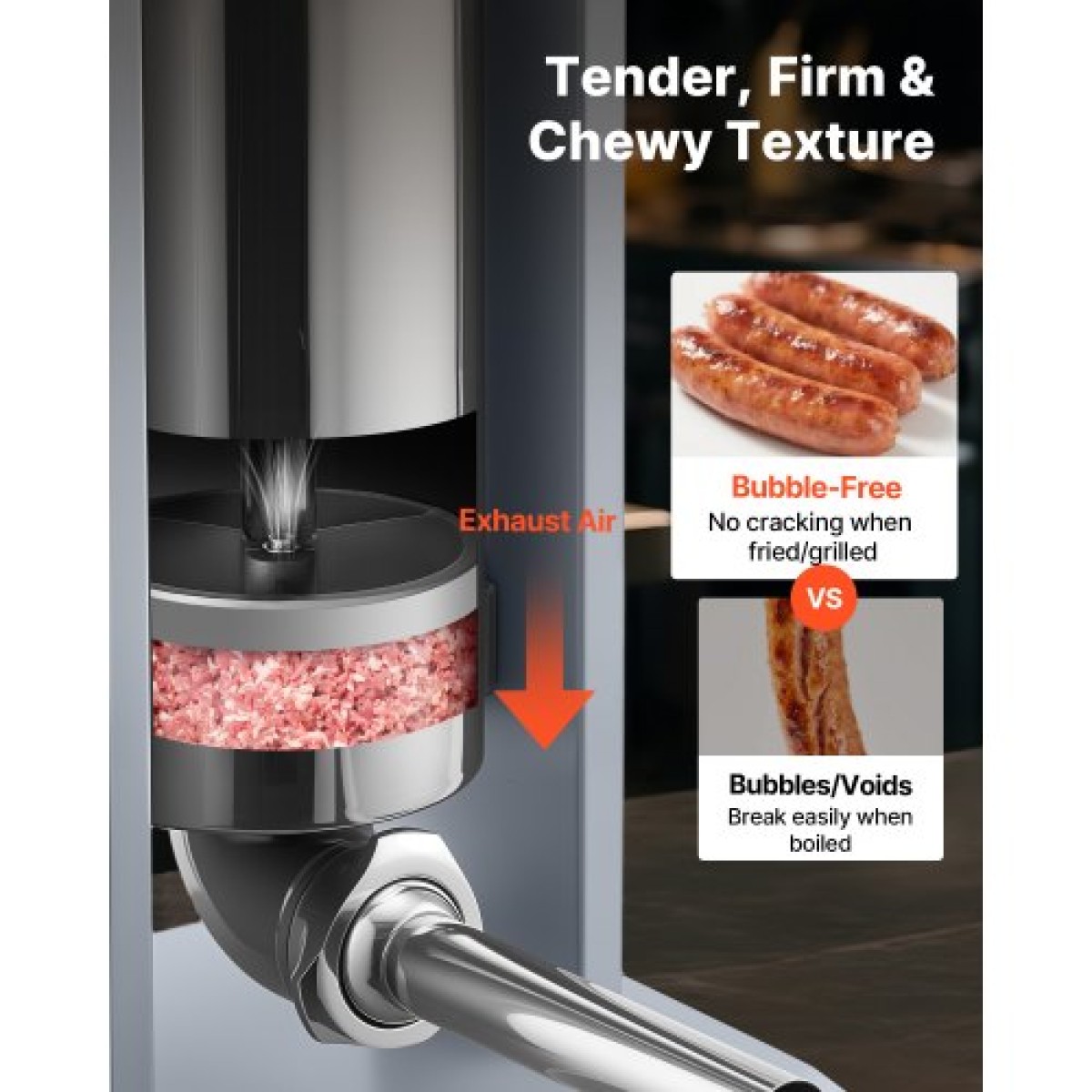 VEVOR Manual Sausage Stuffer, 11 LBS / 5 L Vertical Meat Stuffer, Heavy Duty Case Sausage Meat Stuffing Machine, Γεμιστικό από ανοξείδωτο χάλυβα διπλής ταχύτητας με 5 σωλήνες πλήρωσης, για εμπορική και οικιακή χρήση