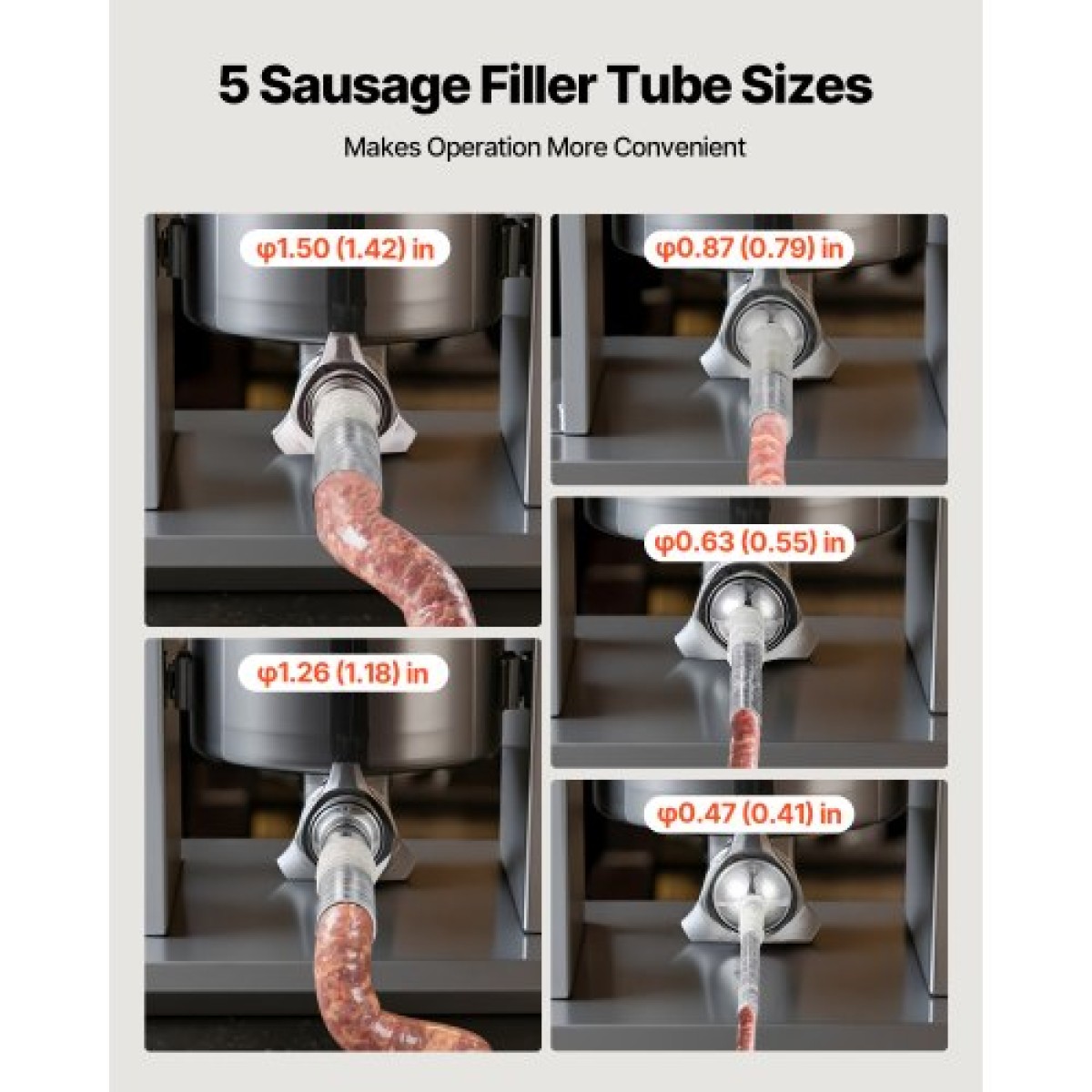 VEVOR Manual Sausage Stuffer, 11 LBS / 5 L Vertical Meat Stuffer, Heavy Duty Case Sausage Meat Stuffing Machine, Γεμιστικό από ανοξείδωτο χάλυβα διπλής ταχύτητας με 5 σωλήνες πλήρωσης, για εμπορική και οικιακή χρήση