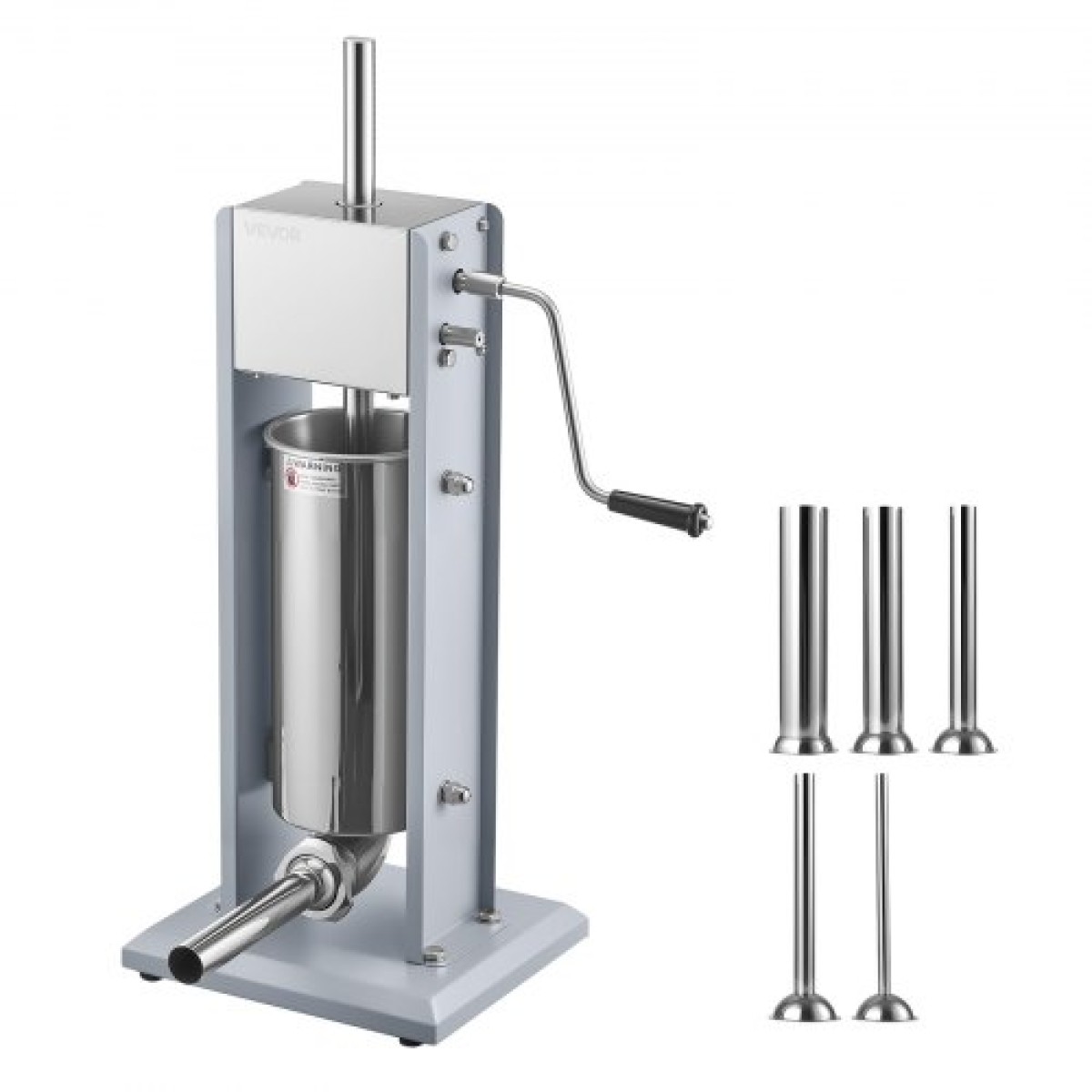 VEVOR Manual Sausage Stuffer, 11 LBS / 5 L Vertical Meat Stuffer, Heavy Duty Case Sausage Meat Stuffing Machine, Γεμιστικό από ανοξείδωτο χάλυβα διπλής ταχύτητας με 5 σωλήνες πλήρωσης, για εμπορική και οικιακή χρήση