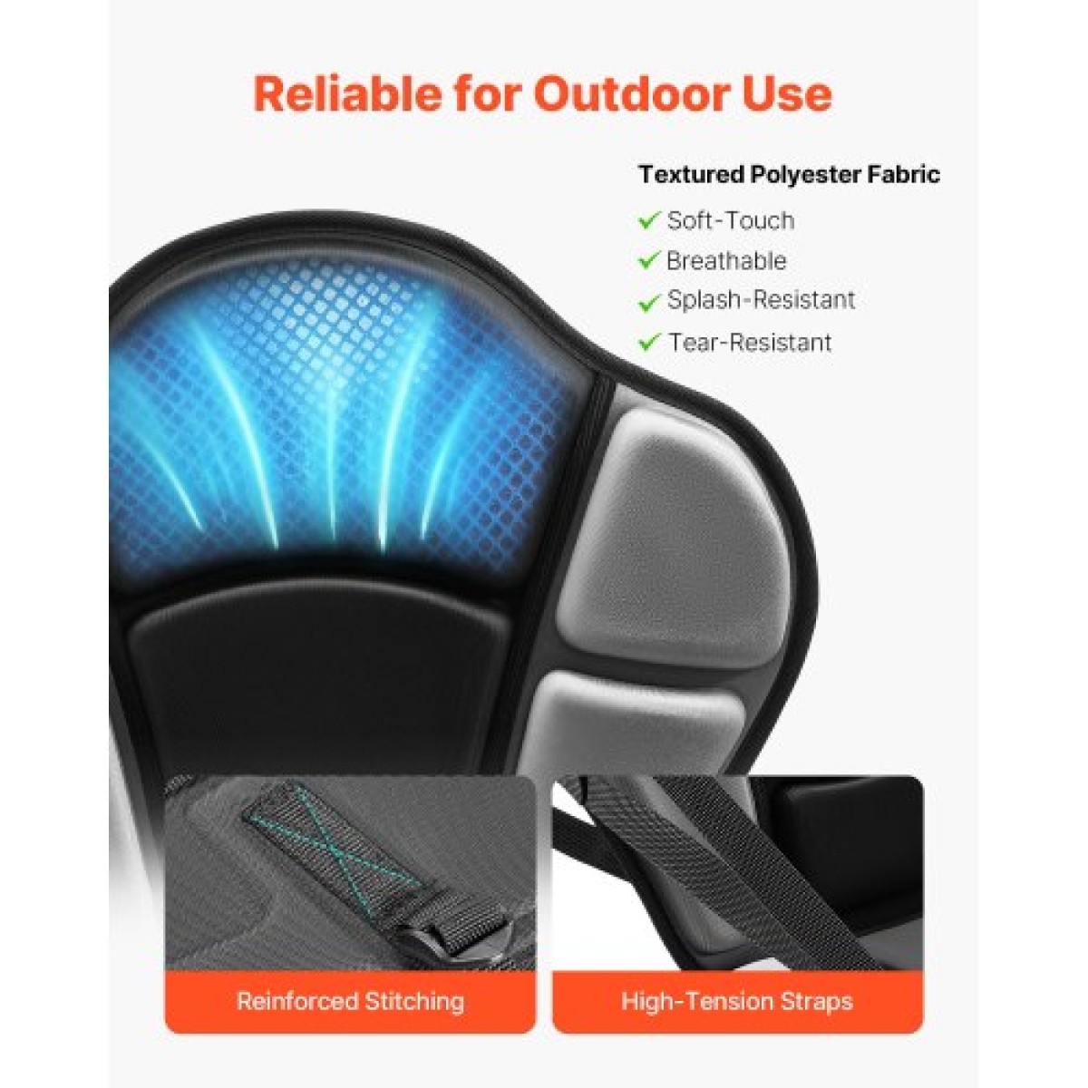 Κάθισμα VEVOR Kayak, 1 πακέτο πάχους 31 χλστ., Universal Paddle Board Seat με υποστήριξη πλάτης, Sit-on-Top μαλακό μαξιλάρι με επένδυση με τσάντα αποθήκευσης & ρυθμιζόμενους ιμάντες για SUP, ψάρεμα/φουσκωτό καγιάκ, Rowboat