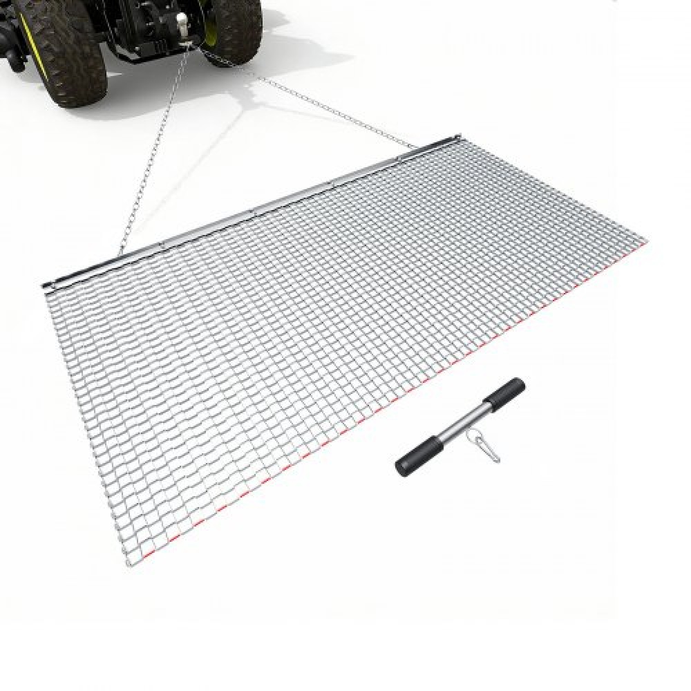 VEVOR Drag Harrow, 1,8x0,9 m, Τσουγκράνα σβάρνας με αλυσίδα υψηλής απόδοσης, ATVs UTVs Tractors Attachments, ανθεκτικό γαλβανισμένο χαλύβδινο πλέγμα έλξης με αλυσίδα ρυμούλκησης, για ισοπέδωση αγροτεμαχίου από χαλίκι Driveway Ruts