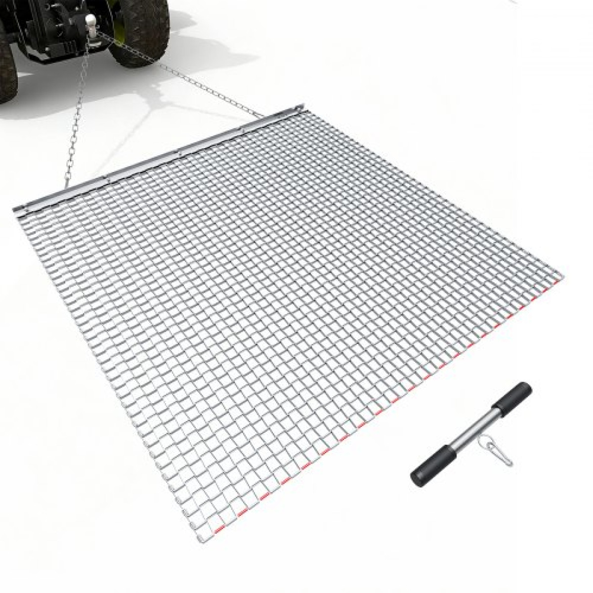 VEVOR Drag Harrow, 1,2x1,2 m , Τσαγκάνα σβάρνας με αλυσίδα υψηλής απόδοσης, ATVs UTVs Tractors Attachments, ανθεκτικό γαλβανισμένο χαλύβδινο πλέγμα έλξης με αλυσίδα ρυμούλκησης, για ισοπέδωση αγροτεμαχίου από χαλίκι Driveway Ruts