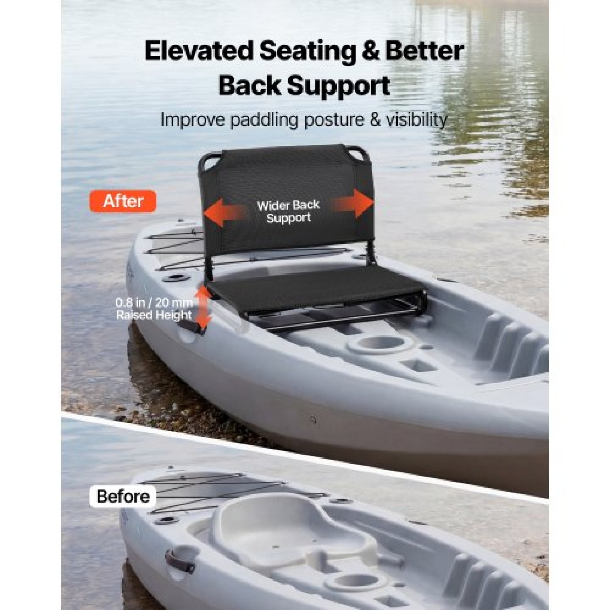 Κάθισμα VEVOR Kayak, Πτυσσόμενο κάθισμα καγιάκ με άνετη στήριξη πλάτης, πλαίσιο από κράμα αλουμινίου & ύφασμα Oxford 600D, Εύκολη συναρμολόγηση για κωπηλασία, ψάρεμα και ψυχαγωγικό καγιάκ