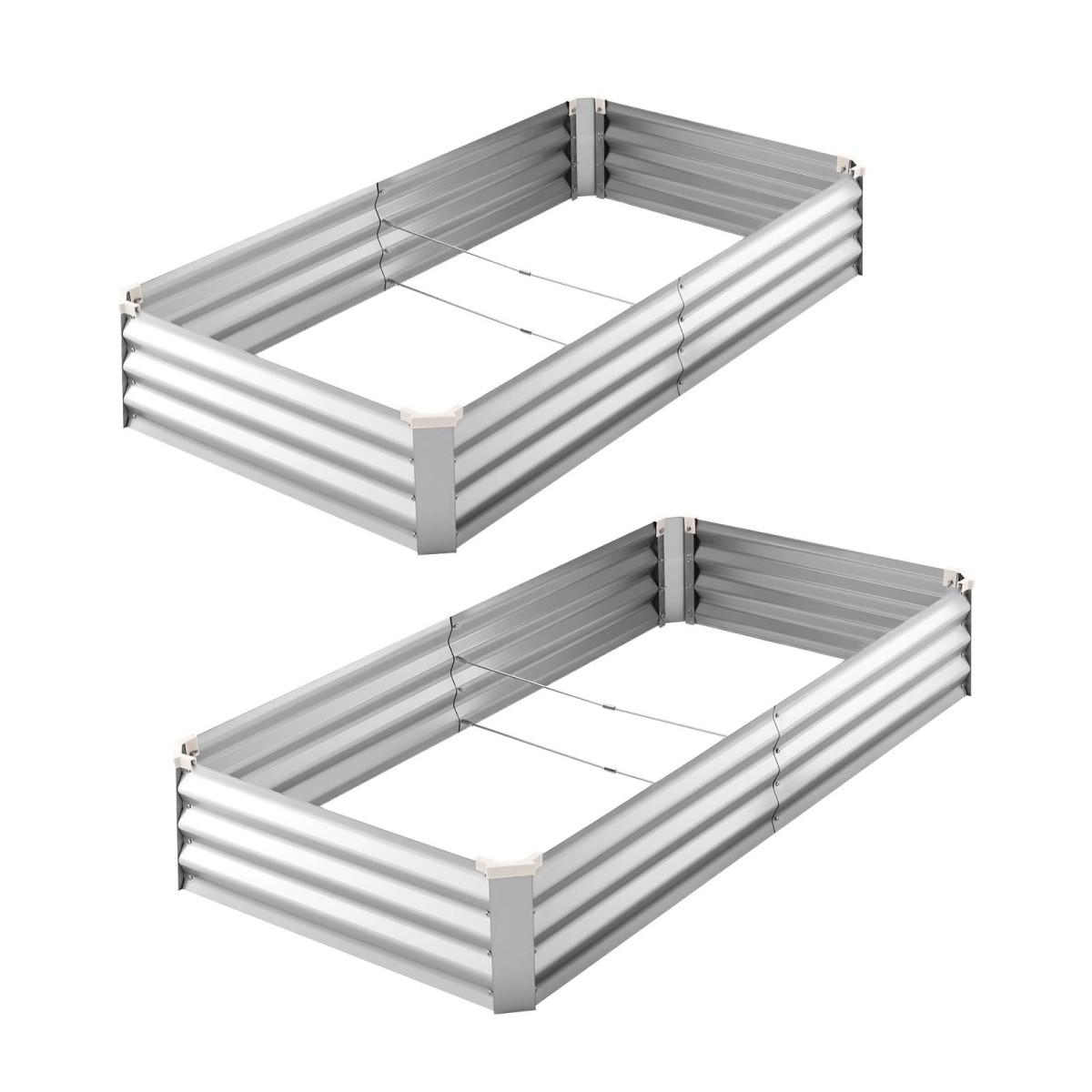 VEVOR 2 Pack Γαλβανισμένα υπερυψωμένα κρεβάτια κήπου, 180 x 90 x 30 cm, Ορθογώνια μεταλλικά κουτιά φυτευτήρων κιτ εξωτερικού χώρου, υπερυψωμένο κουτί φύτευσης χωρίς πάτο με γάντια, αλουμίνιο ψευδάργυρο, για καλλιέργεια λουλουδιών, λαχανικά, ασήμι