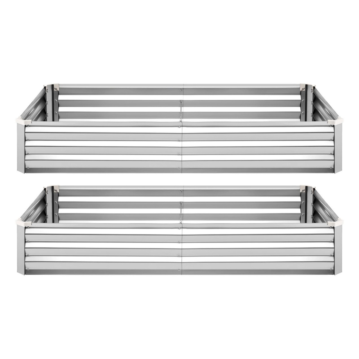 VEVOR 2 Pack Γαλβανισμένα υπερυψωμένα κρεβάτια κήπου, 180 x 90 x 30 cm, Ορθογώνια μεταλλικά κουτιά φυτευτήρων κιτ εξωτερικού χώρου, υπερυψωμένο κουτί φύτευσης χωρίς πάτο με γάντια, αλουμίνιο ψευδάργυρο, για καλλιέργεια λουλουδιών, λαχανικά, ασήμι