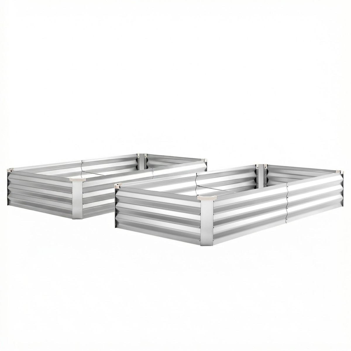 VEVOR 2 Pack Γαλβανισμένα υπερυψωμένα κρεβάτια κήπου, 180 x 90 x 30 cm, Ορθογώνια μεταλλικά κουτιά φυτευτήρων κιτ εξωτερικού χώρου, υπερυψωμένο κουτί φύτευσης χωρίς πάτο με γάντια, αλουμίνιο ψευδάργυρο, για καλλιέργεια λουλουδιών, λαχανικά, ασήμι