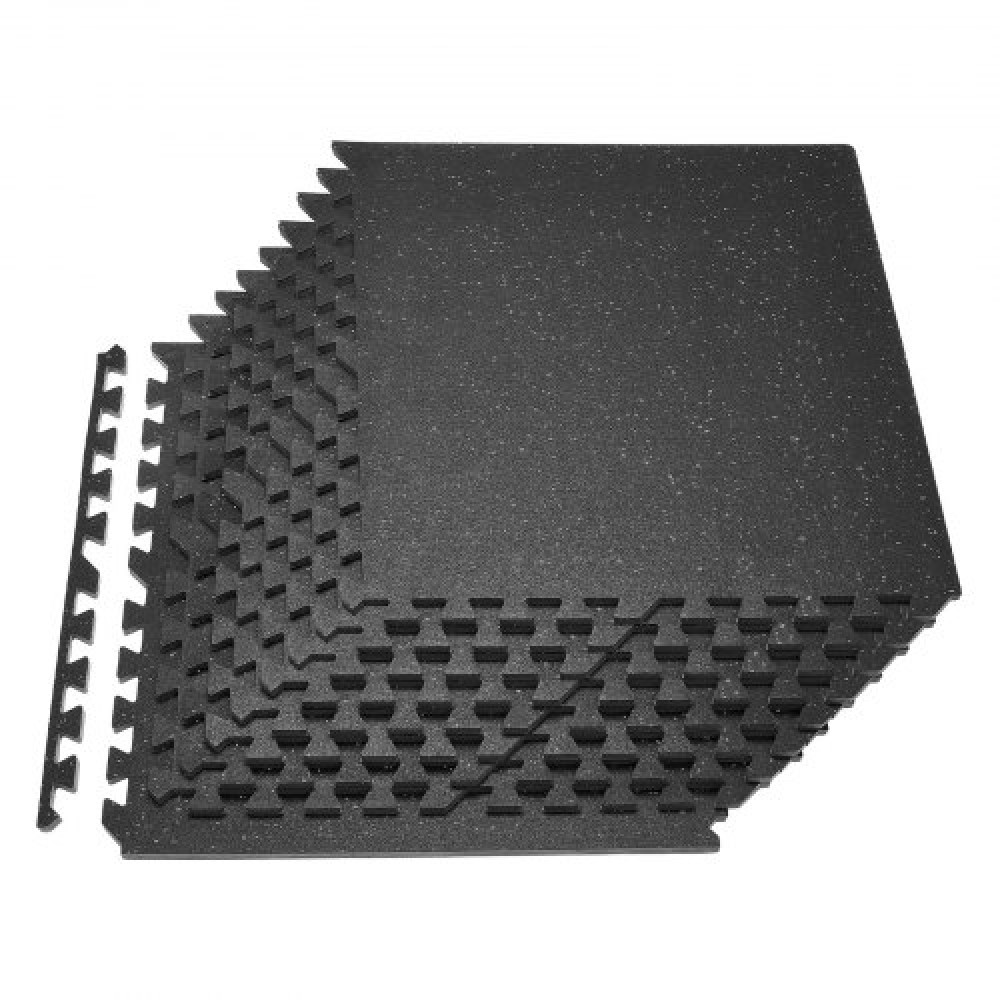 VEVOR Puzzle Exercise Mat, 12 PCS Fitness Equipment Mats, 610 x 610 x 14 mm, High-Density EVA Foam Mats Set, Interlocking Rubber Soft Tiles, Protective Floor Padding with Gray Dots for Home Gym Office