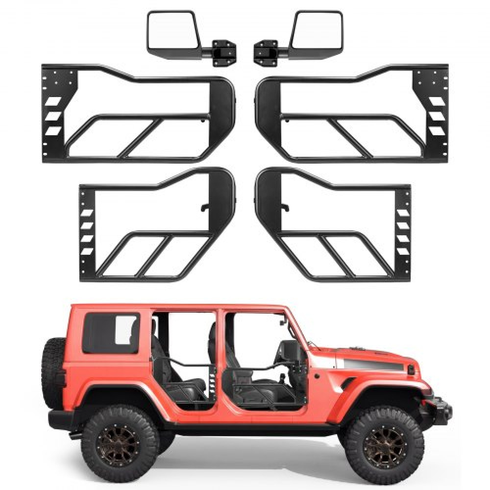 VEVOR Jeep Tube Doors, 4 Door, Συμβατές με 2018-2026 Jeep Wrangler JL & 2020-2026 Gladiator JT, Steel Off Road Tubular Half Doors με πιστοποίηση DOT πλευρικής όψης και λαστιχένια μαξιλαράκια