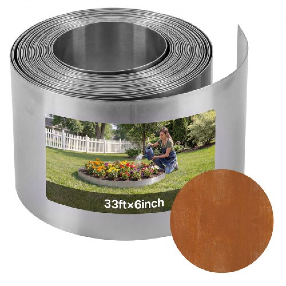VEVOR Corten Steel Landscape Edge, 1000 x 15 cm Χάλυβας μπορντούρα για εξωραϊσμό με γάντια, εύκαμπτες μεταλλικές λωρίδες εύκολης εγκατάστασης, μεταλλικό περίγραμμα άκρων κήπου για παρτέρι, μονοπάτι αυλής