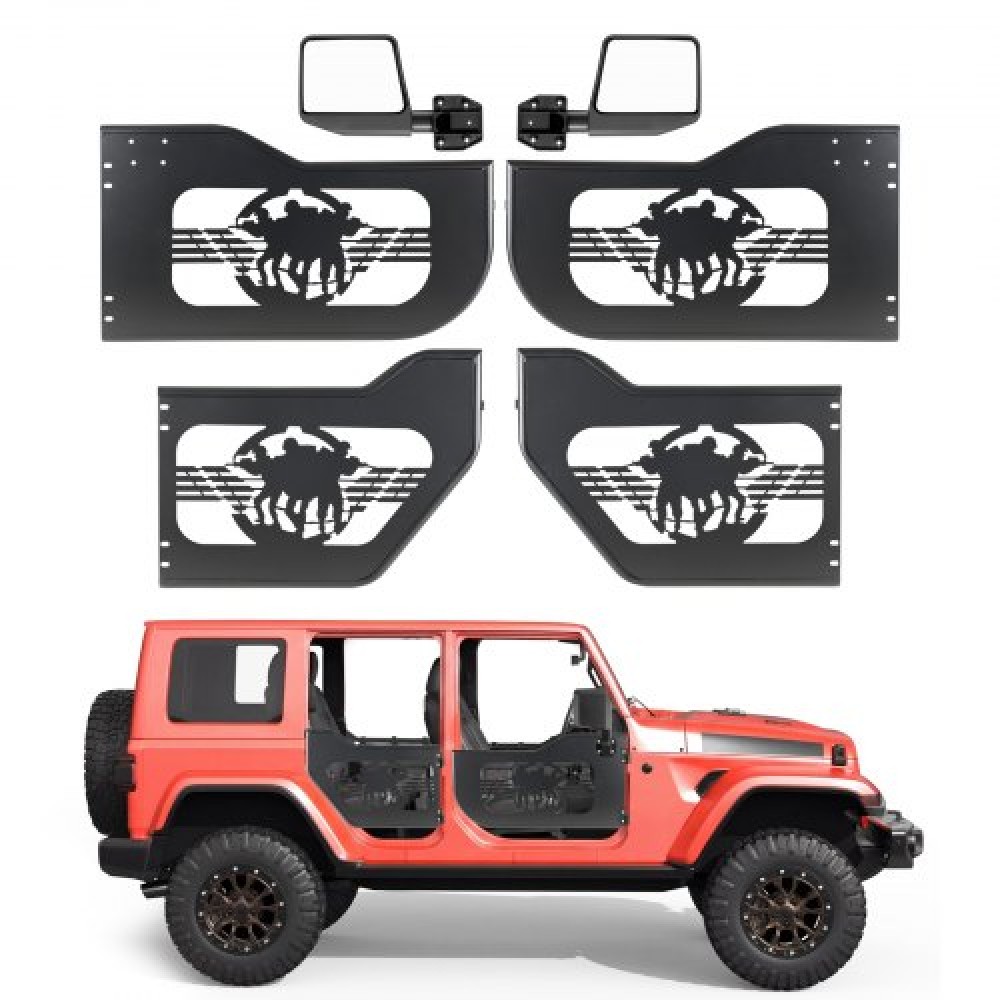 VEVOR Jeep Tube Doors, 4 Door, Κατάλληλες για 2018-2026 Jeep Wrangler JL & 2020-2026 Gladiator JT, Soldier Pattern Off Road Σωληνωτές μισές πόρτες με πιστοποίηση DOT πλευρικής όψης και λαστιχένια μαξιλαράκια