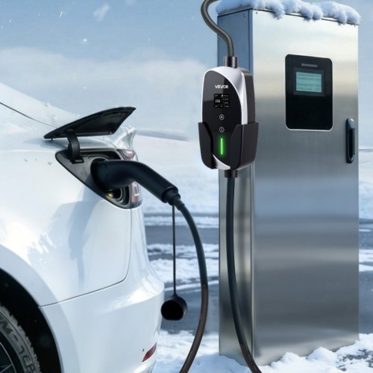 VEVOR Mobile Wallbox, 3,6 kW 16A, Φορητός φορτιστής EV τύπου 2, Μονοφασικός φορτιστής αυτοκινήτου ηλεκτρικού οχήματος με καλώδιο φόρτισης 6 m, βύσμα Schuko16A, LCD, Ρυθμιζόμενος σταθμός φόρτισης EV, κιβώτιο ελέγχου IP66