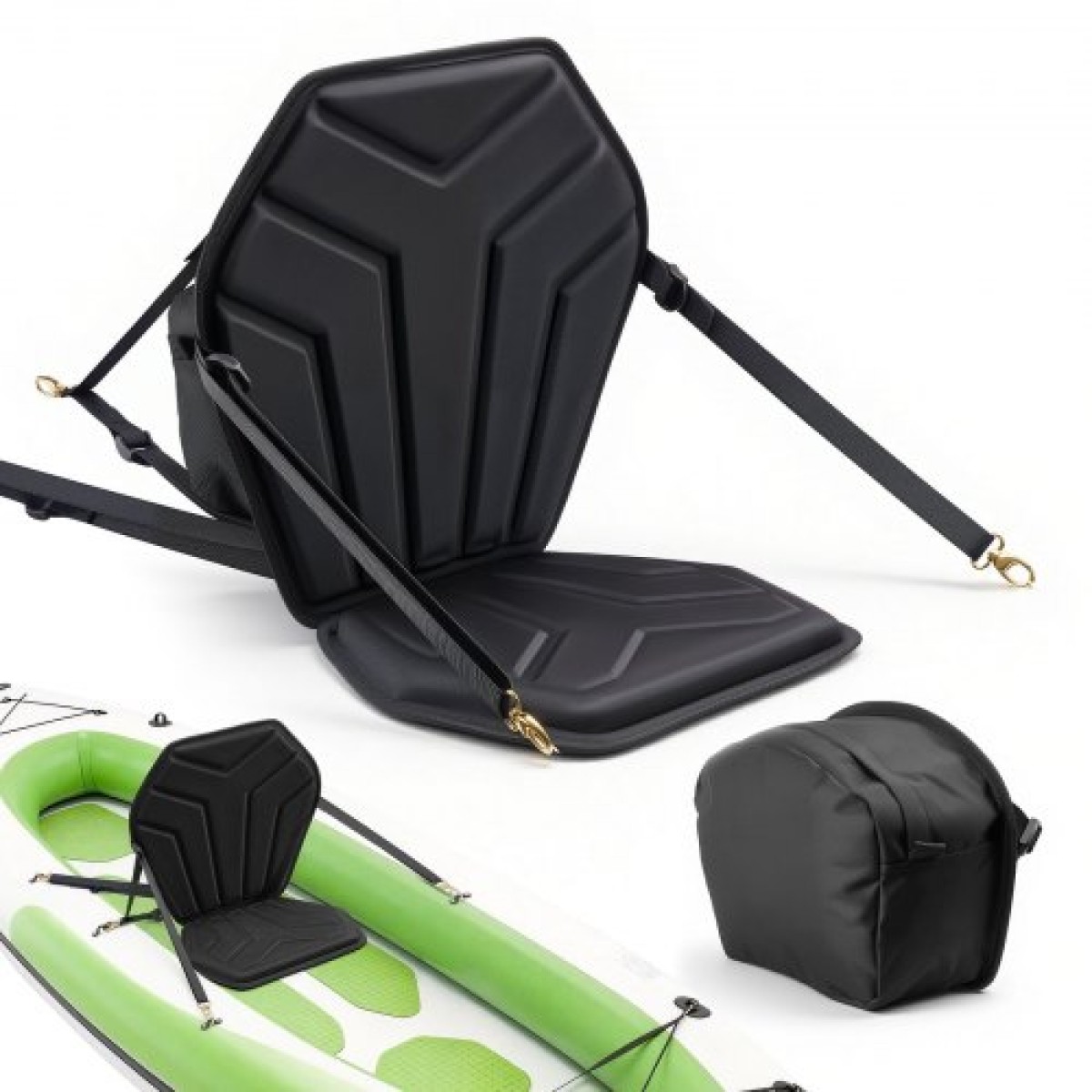 Κάθισμα VEVOR Kayak, 1 πακέτο πάχους 31 χλστ., Universal Paddle Board με στήριγμα πλάτης, Εξαγωνικό μαλακό μαξιλάρι με επένδυση με τσάντα αποθήκευσης & ρυθμιζόμενους ιμάντες για SUP, ψάρεμα/φουσκωτό καγιάκ