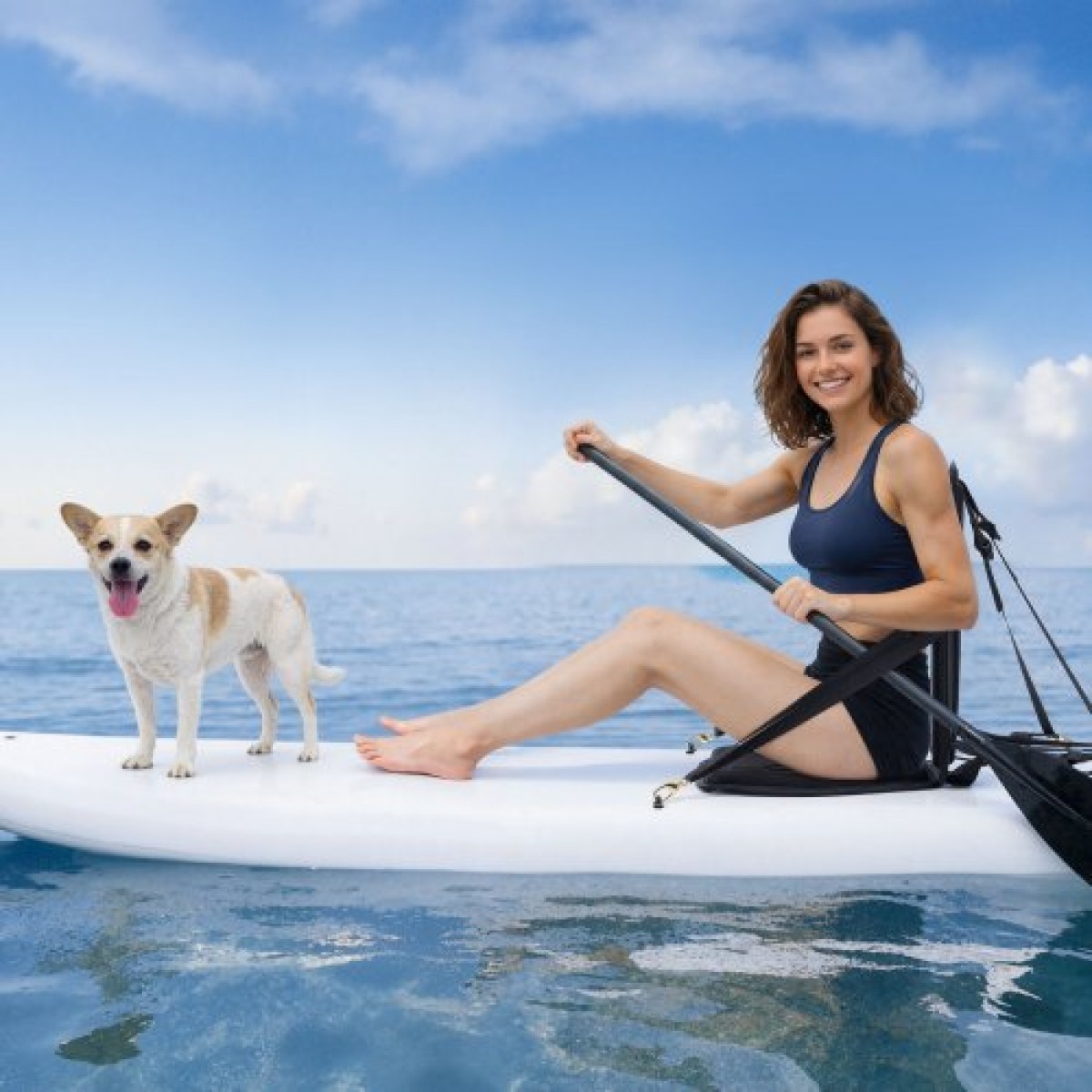 Κάθισμα VEVOR Kayak, 1 πακέτο πάχους 31 χλστ., Universal Paddle Board με στήριγμα πλάτης, Εξαγωνικό μαλακό μαξιλάρι με επένδυση με τσάντα αποθήκευσης & ρυθμιζόμενους ιμάντες για SUP, ψάρεμα/φουσκωτό καγιάκ