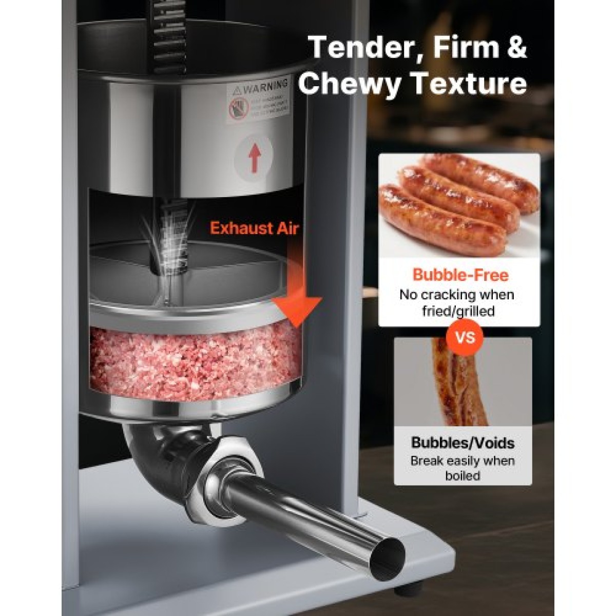 VEVOR Electric Sausage Stuffer, 22 LBS / 10 L Vertical Meat Filler with Stepless Speed ​​Adjustration, Ανοξείδωτη Μηχανή Γέμισης Λουκάνικων, Πεντάλ ποδιού & 4 Σωλήνες Γέμισης, για Εμπορική και Οικιακή χρήση
