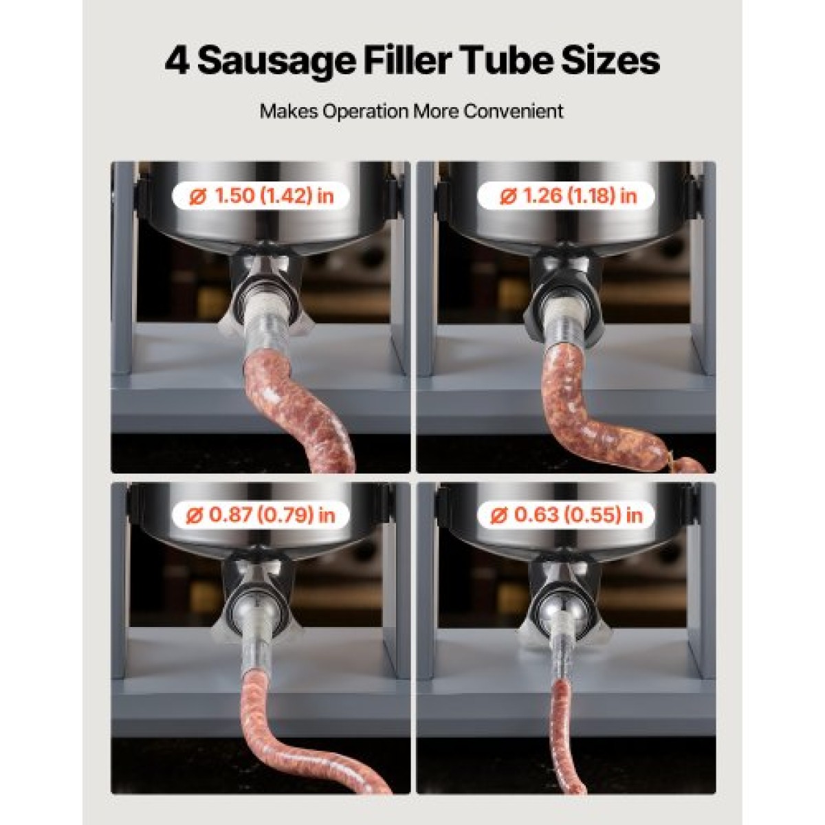VEVOR Electric Sausage Stuffer, 22 LBS / 10 L Vertical Meat Filler with Stepless Speed ​​Adjustration, Ανοξείδωτη Μηχανή Γέμισης Λουκάνικων, Πεντάλ ποδιού & 4 Σωλήνες Γέμισης, για Εμπορική και Οικιακή χρήση