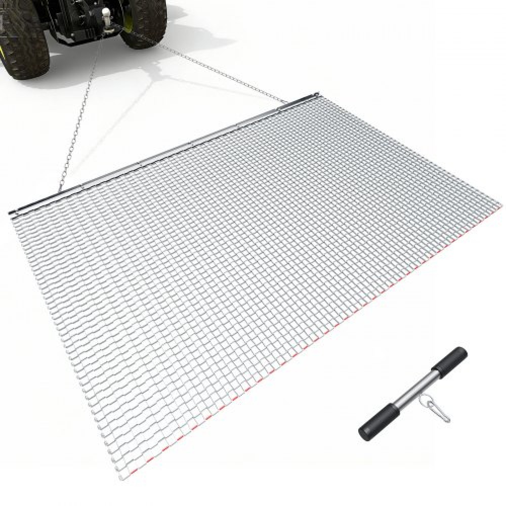 VEVOR Drag Harrow, 2 x 1,2 m, Τσουγκράνα με αλυσίδα υψηλής απόδοσης, ATVs UTVs Tractors Attachments, ανθεκτικό γαλβανισμένο χαλύβδινο πλέγμα έλξης με αλυσίδα ρυμούλκησης, για ισοπέδωση αγροτεμαχίου από χαλίκι Driveway Ruts