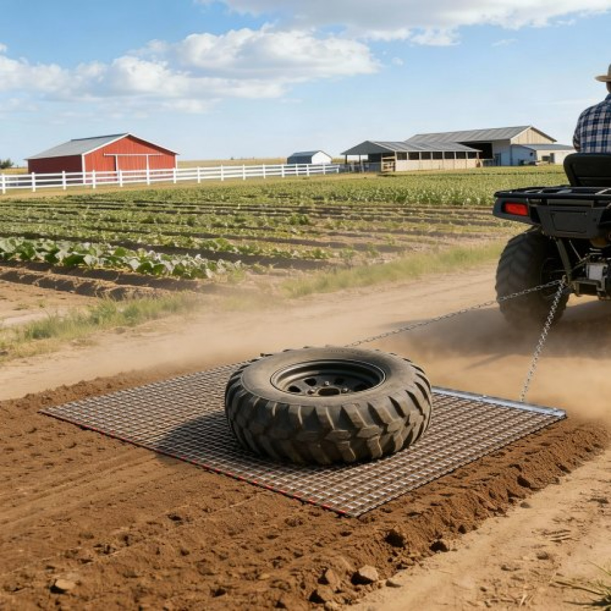 VEVOR Drag Harrow, 2 x 1,2 m, Τσουγκράνα με αλυσίδα υψηλής απόδοσης, ATVs UTVs Tractors Attachments, ανθεκτικό γαλβανισμένο χαλύβδινο πλέγμα έλξης με αλυσίδα ρυμούλκησης, για ισοπέδωση αγροτεμαχίου από χαλίκι Driveway Ruts