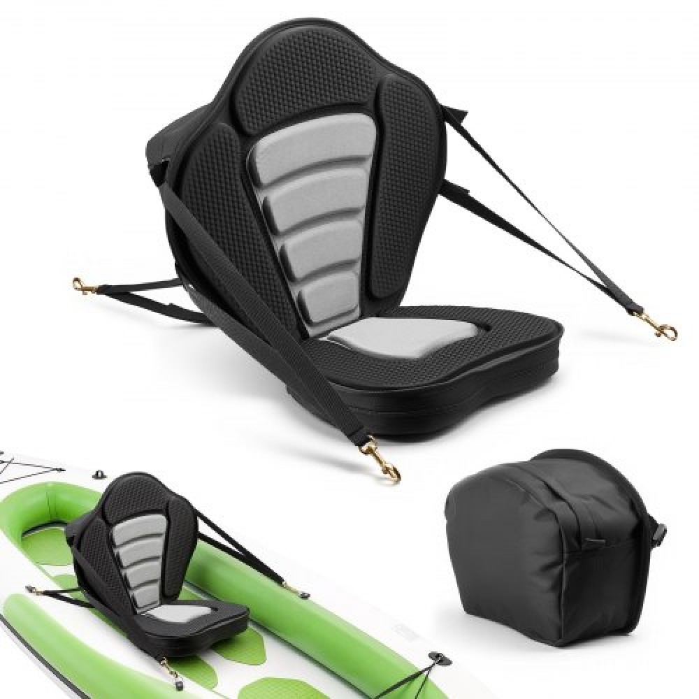 Κάθισμα VEVOR Kayak, 1 πακέτο πάχους 65 χλστ., Universal Paddle Board με στήριγμα πλάτης, μαλακό μαξιλάρι με επένδυση με τσάντα αποθήκευσης & ρυθμιζόμενους ιμάντες για SUP, κανό, ψαρόβαρκα, φουσκωτό καγιάκ