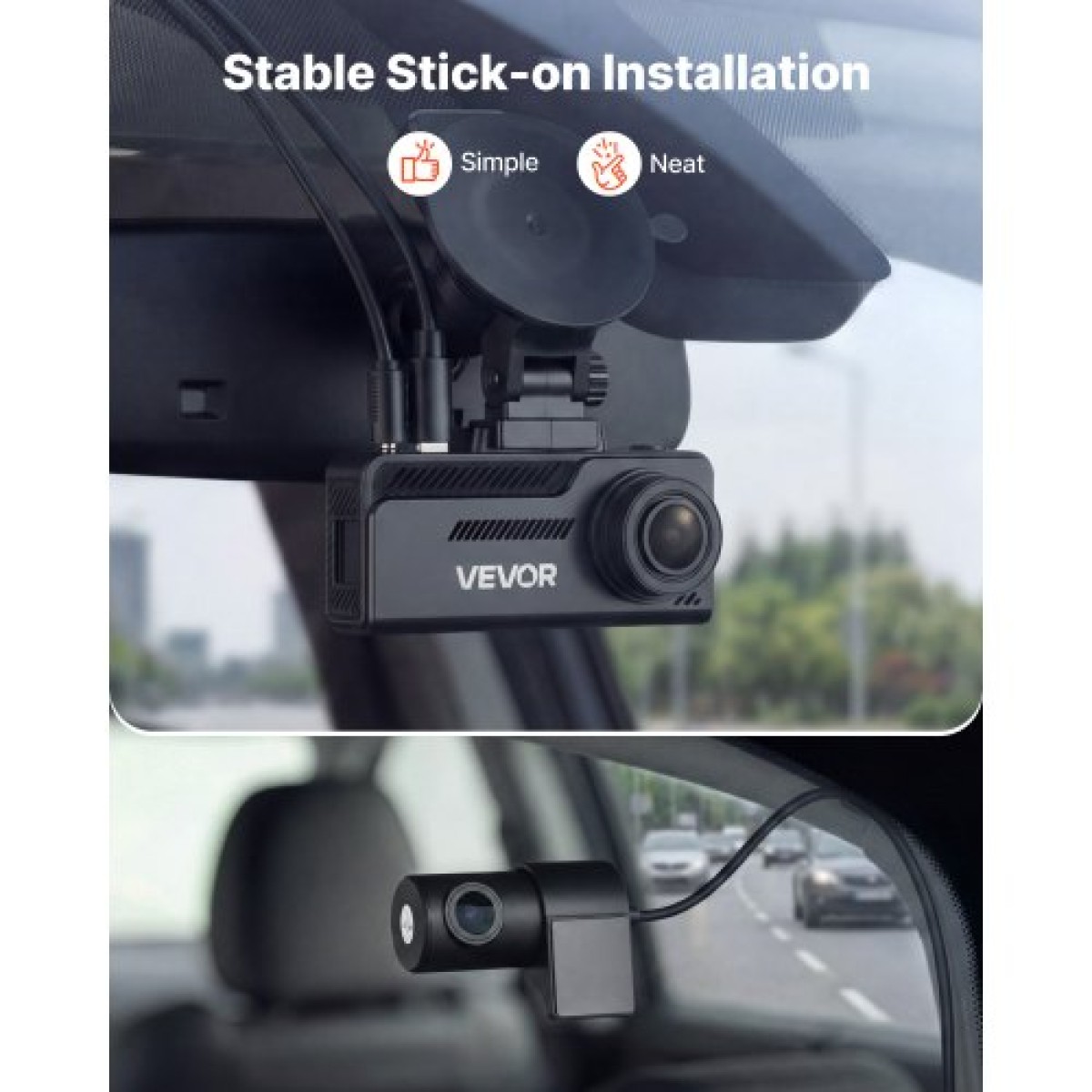 VEVOR Dash Cam εμπρός και πίσω, 4K+1080P, Περιλαμβάνεται κάρτα 32 GB, Dual Channel Dash Camera για αυτοκίνητα με ενσωματωμένο GPS, αισθητήρα G, εμπρός 129° & πίσω 125°, μεγάλη οθόνη 80,8 mm, εγγραφή βρόχου, λειτουργία στάθμευσης