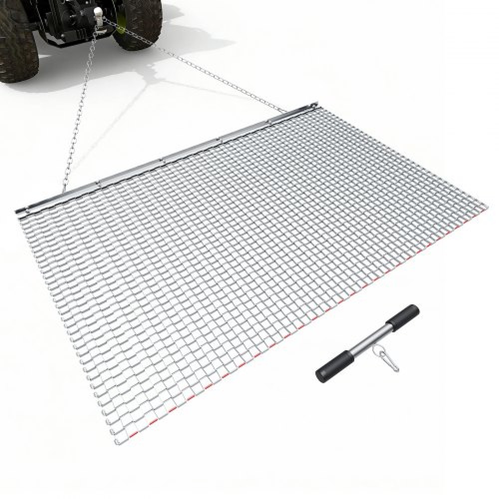 VEVOR Drag Harrow, 1,5x0,9 m, Τσουγκράνα σβάρνας αλυσίδας υψηλής απόδοσης, ATVs UTVs Tractors Attachments, ανθεκτικό γαλβανισμένο χαλύβδινο πλέγμα έλξης με αλυσίδα ρυμούλκησης, για ισοπέδωση αγροτεμαχίου από χαλίκι Driveway Ruts