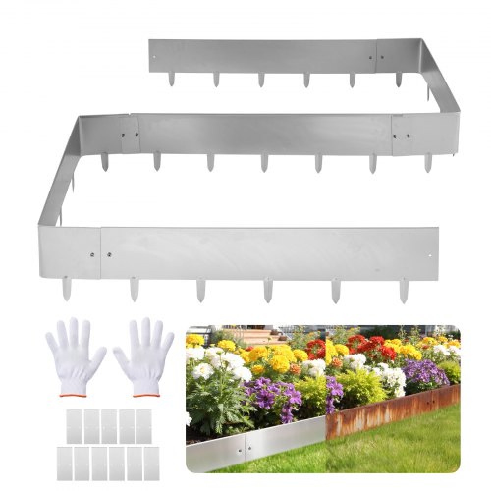 VEVOR Corten Steel Landscape Border, 10-Pack 100 x 23 cm Metal Horse for Landscape with 11 Connecting Plas, Εύκολη εγκατάσταση, Μεταλλικό περίγραμμα άκρων κήπου για παρτέρι, Yard Pathway