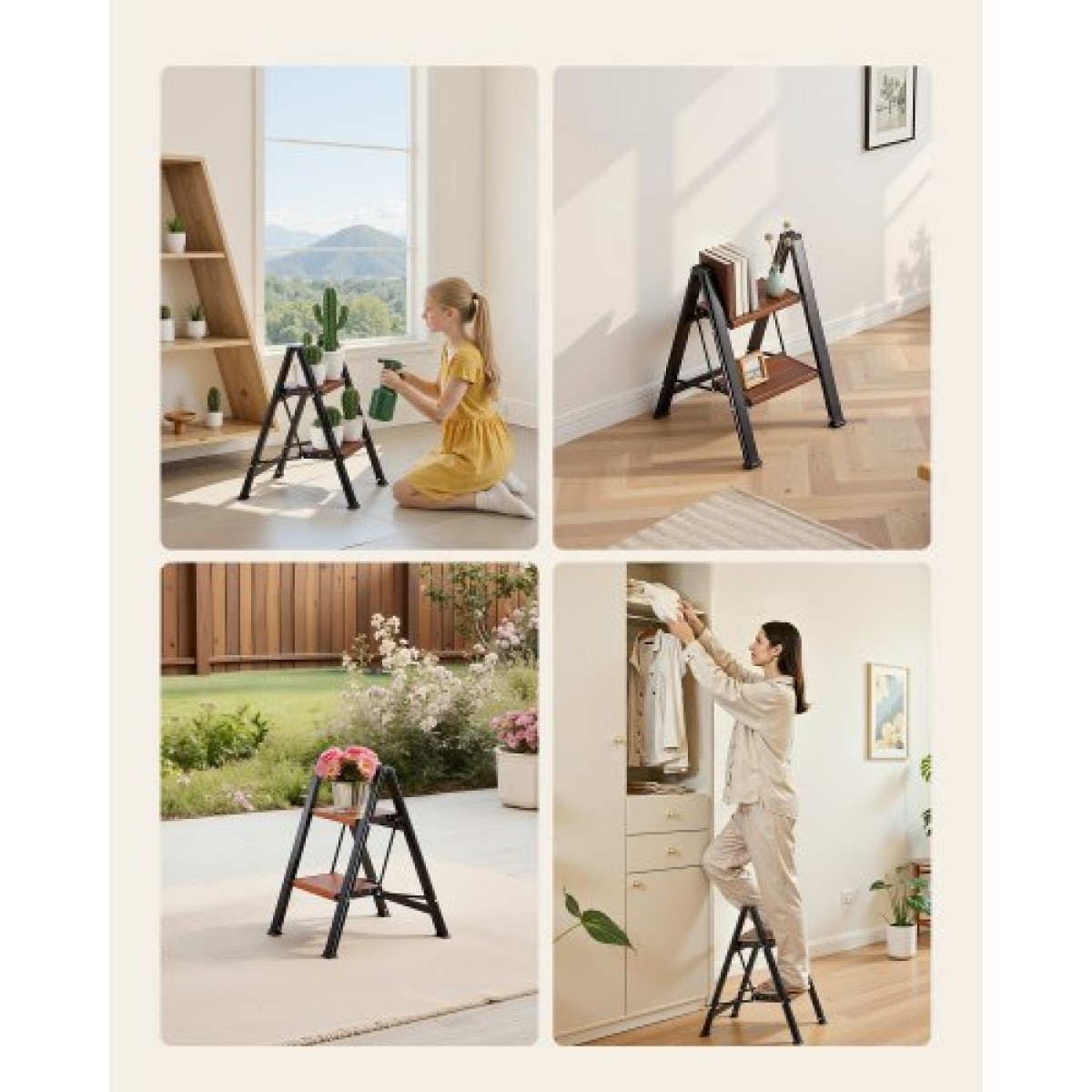 VEVOR 2 Step Ladder, Πτυσσόμενο σκαμπό με φαρδύ αντιολισθητικό πεντάλ και άνετη λαβή, Ελαφρύ φορητό στήριγμα αλουμινίου χωρητικότητας 150 kg, Πολλαπλή χρήση για ενήλικες, επισκευή σπιτιού, καθαρισμός
