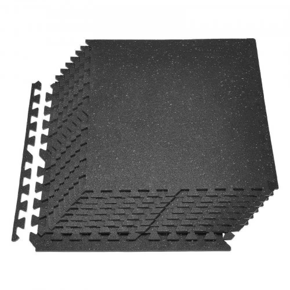 VEVOR Puzzle Exercise Mat, 12 PCS Fitness Equipment Mats, 610 x 610 x 10 mm, High-Density EVA Foam Mats Set, Interlocking Rubber Soft Tiles, Protective Floor Padding with Gray Dots for Home Gym Office