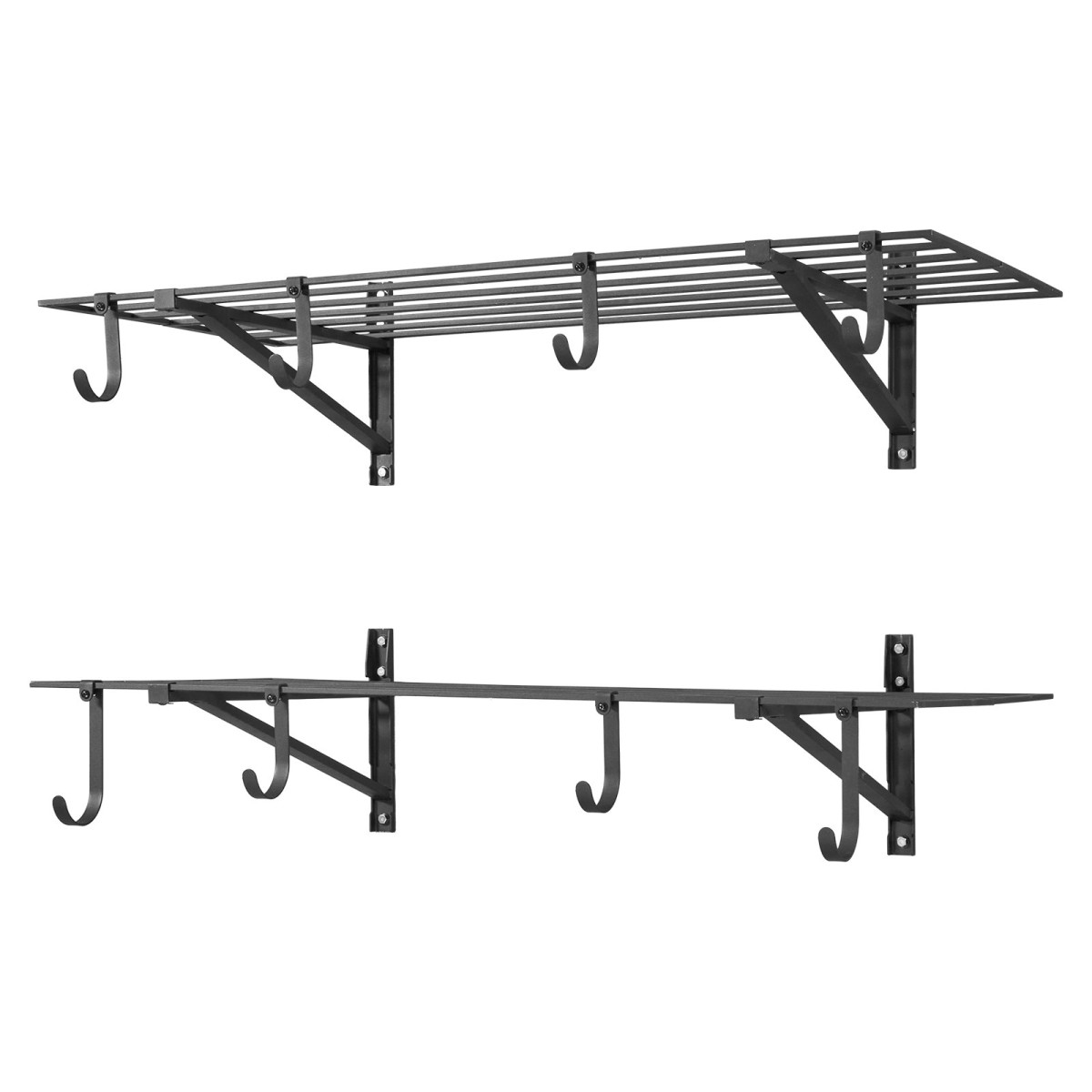 Ράφια τοίχου βαρέως τύπου VEVOR 2-Tier, 61 x 122 cm, επιτοίχια ράφια από ατσάλι με γάντζους, 610 x 1219 mm ανά ράφι Πλωτή μεταλλική σχάρα αποθήκευσης με συνολική χωρητικότητα 235 kg, μαύρο