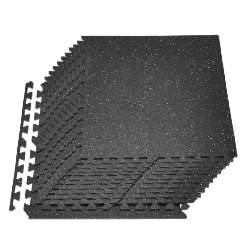 VEVOR Puzzle Exercise Mats, 24 ΤΕΜ Χατάκια εξοπλισμού γυμναστικής, 610 x 610 x 10 mm, σετ υψηλής πυκνότητας αφρού EVA, μαλακά πλακάκια από καουτσούκ, προστατευτική επένδυση δαπέδου με λευκές κουκκίδες για οικιακό γυμναστήριο