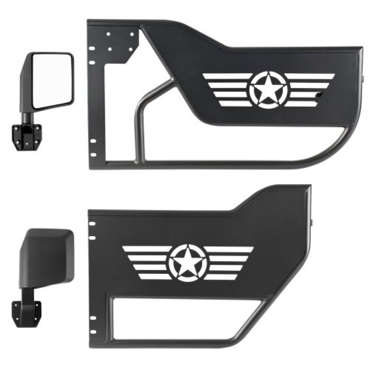 VEVOR Jeep Tube Doors, 4 Door, Συμβατές με Jeep Wrangler JL JLU & Gladiator JT 4XE 2018-2026, Ατσάλινες μισές σωληνοειδείς πόρτες εκτός δρόμου με πλευρική όψη και λαστιχένια μαξιλαράκια με πιστοποίηση DOT