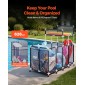 VEVOR Pool Storage Bin, 169 x 85 x 165 cm, Rolling Pool Float Storage Organizer με πλαϊνές τσέπες & ράφι βάσης για noodles, ανθεκτικό πλαστικό πλαίσιο, δικτυωτό καλάθι με παιχνίδια δίπλα στην πισίνα για πισίνες