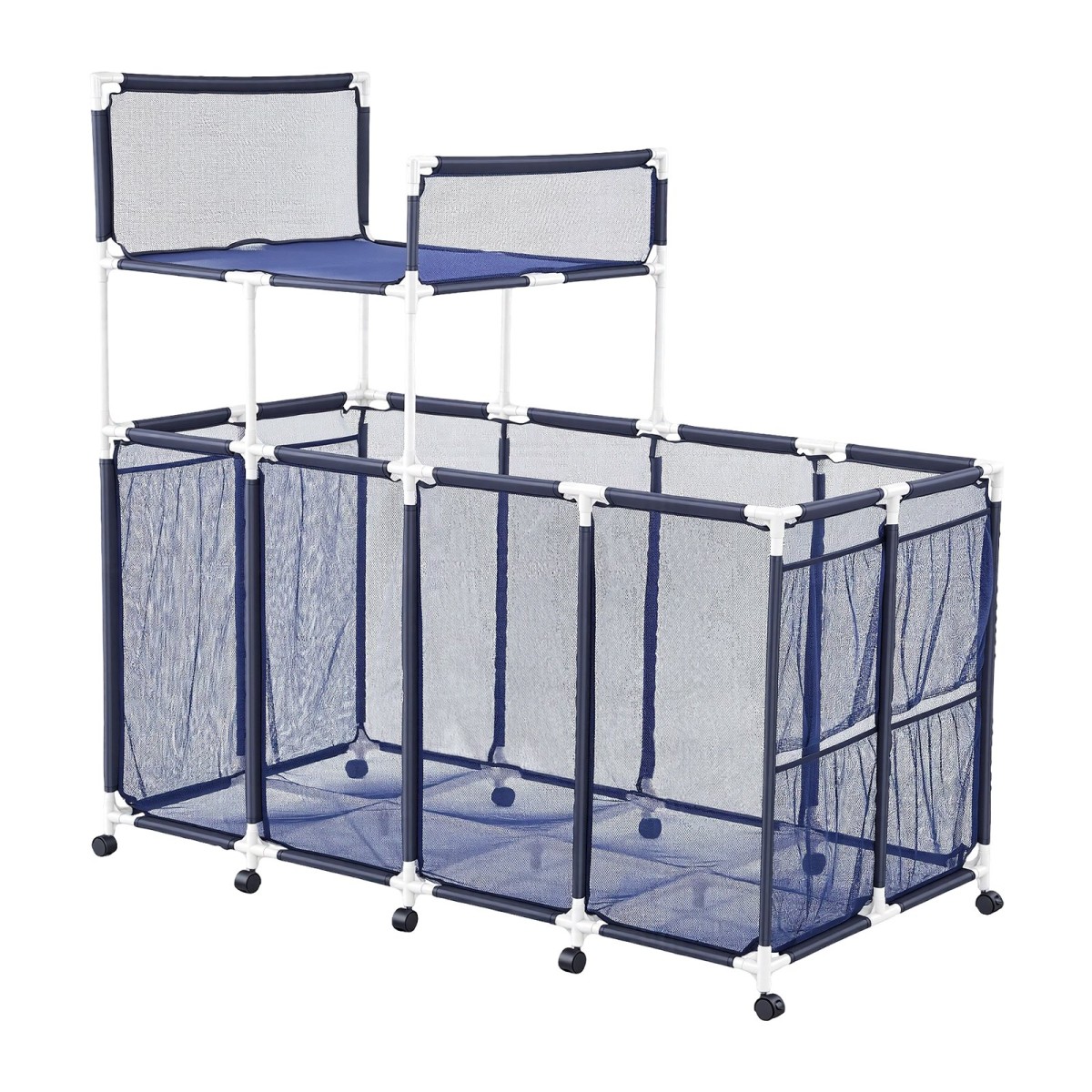 VEVOR Pool Storage Bin, 169 x 85 x 165 cm, Rolling Pool Float Storage Organizer με πλαϊνές τσέπες & ράφι βάσης για noodles, ανθεκτικό πλαστικό πλαίσιο, δικτυωτό καλάθι με παιχνίδια δίπλα στην πισίνα για πισίνες
