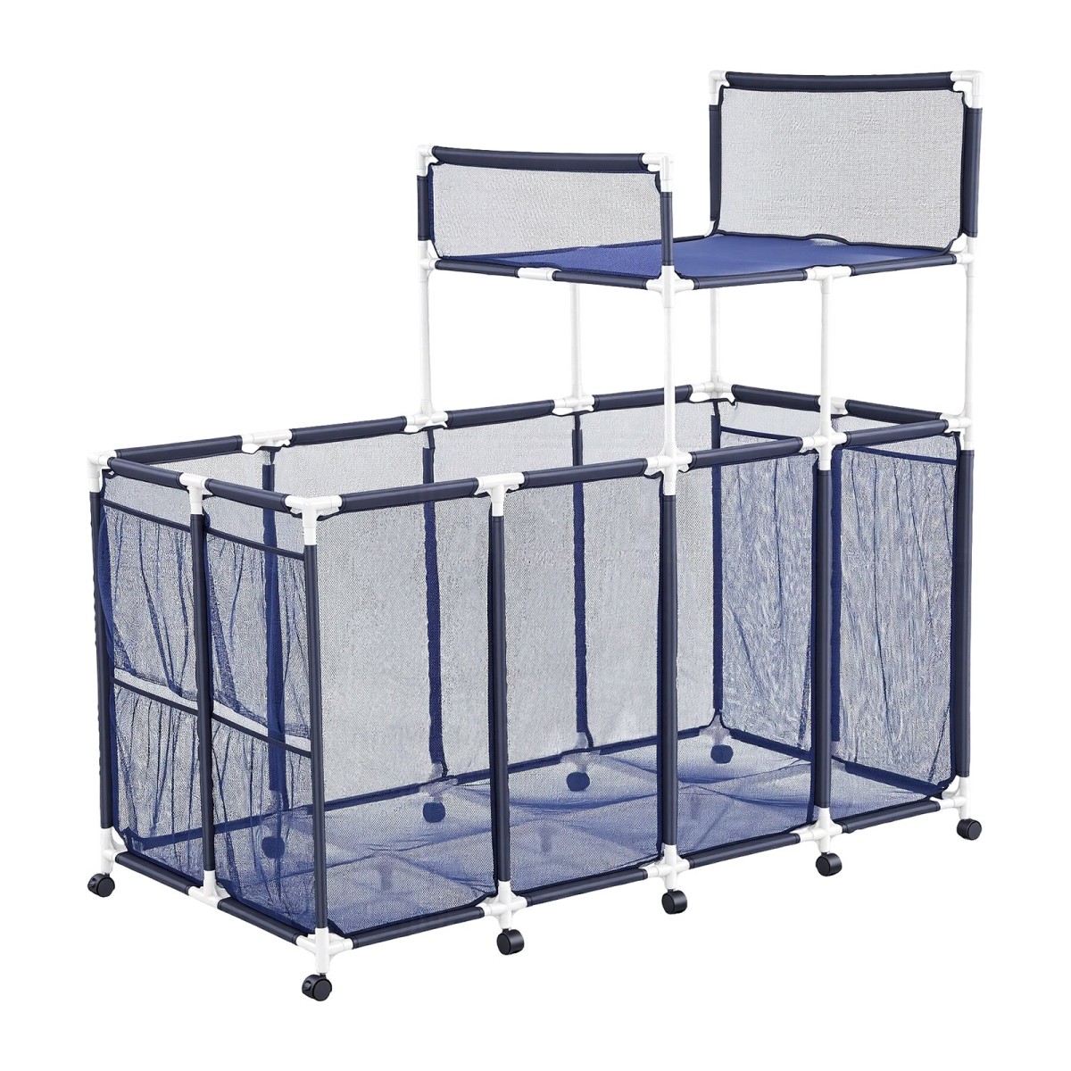 VEVOR Pool Storage Bin, 169 x 85 x 165 cm, Rolling Pool Float Storage Organizer με πλαϊνές τσέπες & ράφι βάσης για noodles, ανθεκτικό πλαστικό πλαίσιο, δικτυωτό καλάθι με παιχνίδια δίπλα στην πισίνα για πισίνες