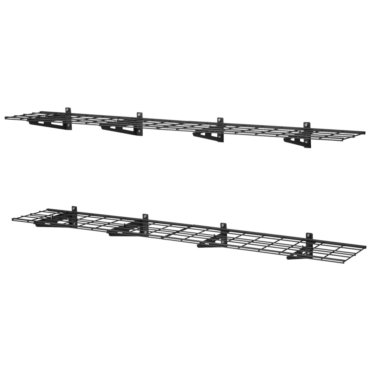 Ράφια τοίχου βαρέως τύπου VEVOR 2 επιπέδων, 4 Pack 305 x 914 mm Steel Wall Mounted Shelving Unit, 305 x 1828 mm Per Shelf Floating Storage Μεταλλική σχάρα για γκαράζ, 272 kg Συνολικό βάρος, Μαύρο