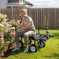 VEVOR Garden Cart με κάθισμα, 226,8 kg, Rolling Steel Garden Work κάθισμα με ρόδες, σκαμπό κηπουρικής βαρέως τύπου, με δίσκο εργαλείων & ρυθμιζόμενη λαβή, βαγόνι εξωτερικού χώρου για αυλή, για γκαζόν, βεράντα, πίσω αυλή, μαύρο