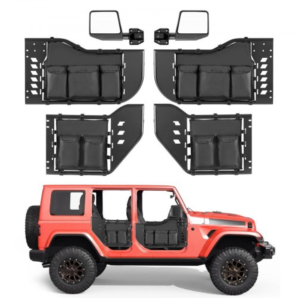 VEVOR Jeep Tube Doors, 4 Door, Συμβατές με 2018-2026 Jeep Wrangler JL & 2020-2026 Gladiator JT, Steel Off Road Tubular Half Doors με πιστοποίηση DOT πλευρικής όψης και τσάντα αποθήκευσης