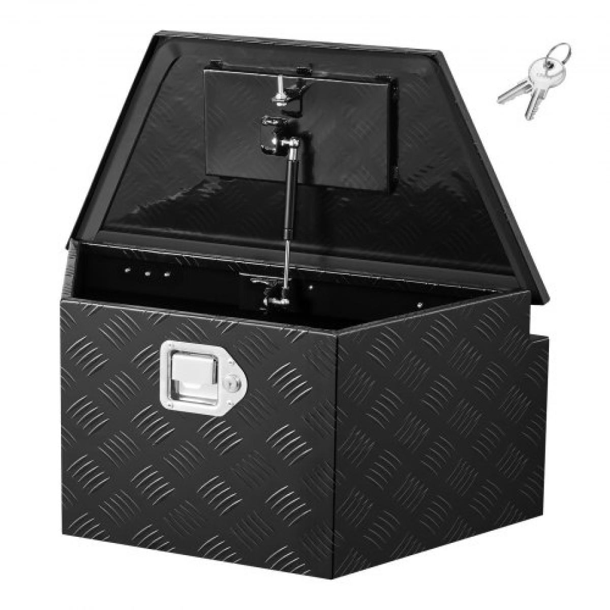 VEVOR Trailer Tongue Box, 660 x 330 x 305 mm Αλουμινένιο κουτί εργαλειοθήκης ρυμουλκούμενου ρυμουλκούμενου, Organizer αποθήκευσης βαρέως τύπου με κλειδαριά και κλειδιά, στήθος εργαλείων χρησιμότητας για κρεβάτι φορτηγών, RV, SUV, όχημα εκτός δρόμου, Μαύρο