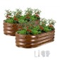VEVOR 2 Pack Γαλβανισμένα υπερυψωμένα κρεβάτια κήπου, 1200 x 600 x 300 mm, Οβάλ μεταλλικά κουτιά φυτευτήρων εξωτερικού χώρου, κουτί κήπου χωρίς πάτο με γάντια, αλουμίνιο-ψευδάργυρος, για φύτευση λουλουδιών λαχανικών, βαθύ ξύλο