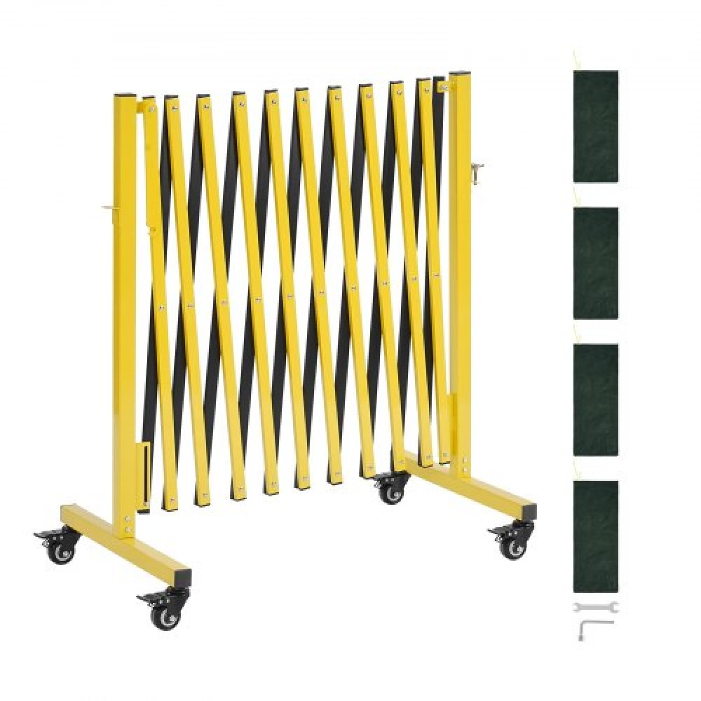 VEVOR Industrial Expandable Barricade, 3,94m Expandable Safety Barricade, Flaxible Mobile Barricade with Locking Casters, Portable Folding Gate Security Traffic Fence for Driveway Warehouse Elevator