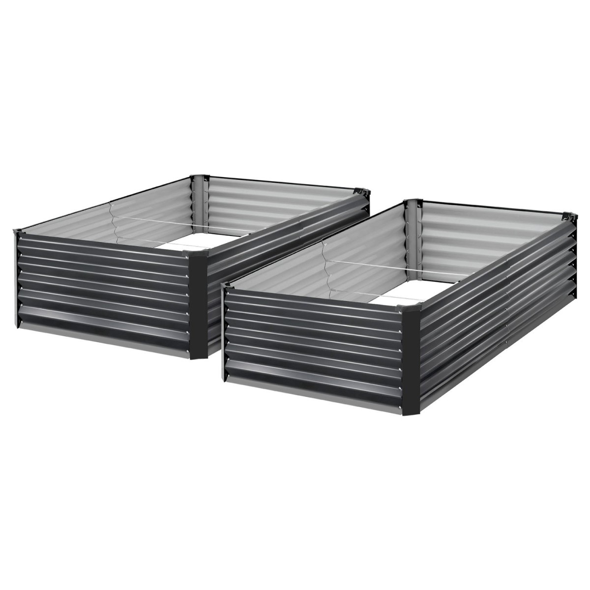 VEVOR 2 Pack Γαλβανισμένα υπερυψωμένα κρεβάτια κήπου, 2030 x 1020 x 460 mm, Ορθογώνια μεταλλικά κουτιά φυτευτήρων κιτ εξωτερικού χώρου, υπερυψωμένο κουτί φύτευσης με γάντια, Alu-Zinc, για καλλιέργεια λουλουδιών λαχανικών, σκούρο γκρι