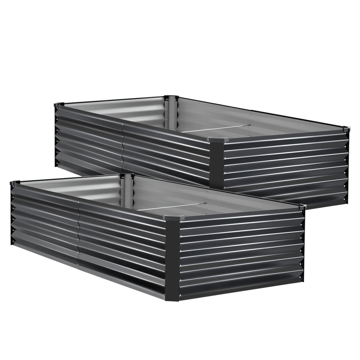 VEVOR 2 Pack Γαλβανισμένα υπερυψωμένα κρεβάτια κήπου, 2030 x 1020 x 460 mm, Ορθογώνια μεταλλικά κουτιά φυτευτήρων κιτ εξωτερικού χώρου, υπερυψωμένο κουτί φύτευσης με γάντια, Alu-Zinc, για καλλιέργεια λουλουδιών λαχανικών, σκούρο γκρι